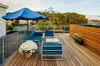 Rooftop deck with outdoor furniture